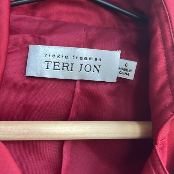 Rickie Freeman By Teri Jon Silk Red Formal Trench Coat - Picture 7 of 10